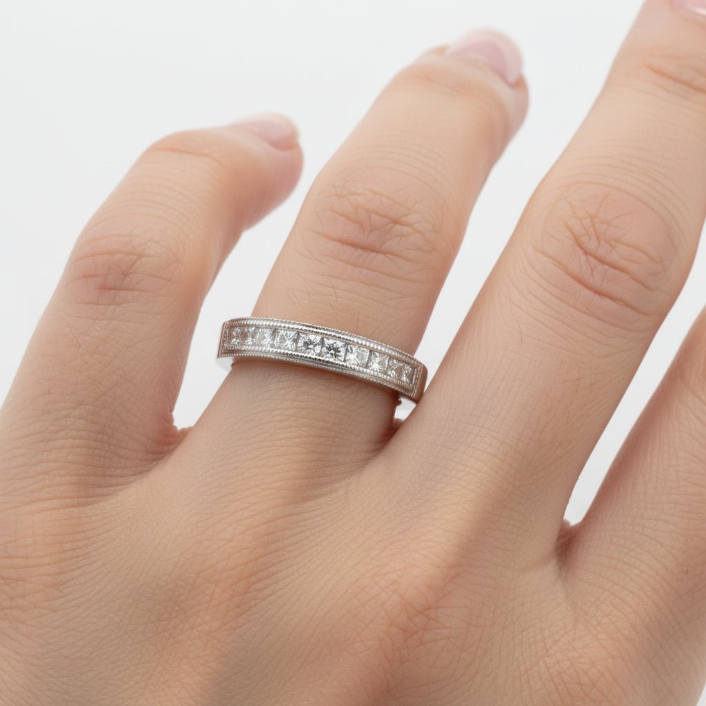 Natural Diamond white gold Band