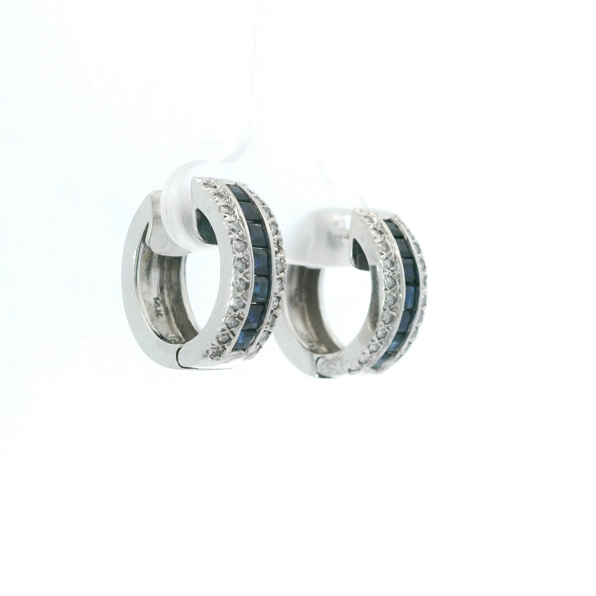 Elegant White gold sapphire  Hoop Earrings