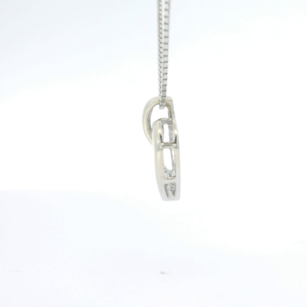 White Gold Heart Pendant Charm Necklace with Round Cut Diamond