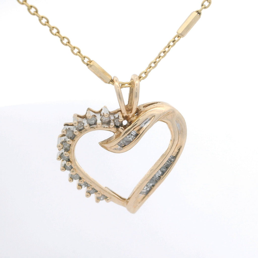 Yellow Gold Diamond Heart Charm Necklace