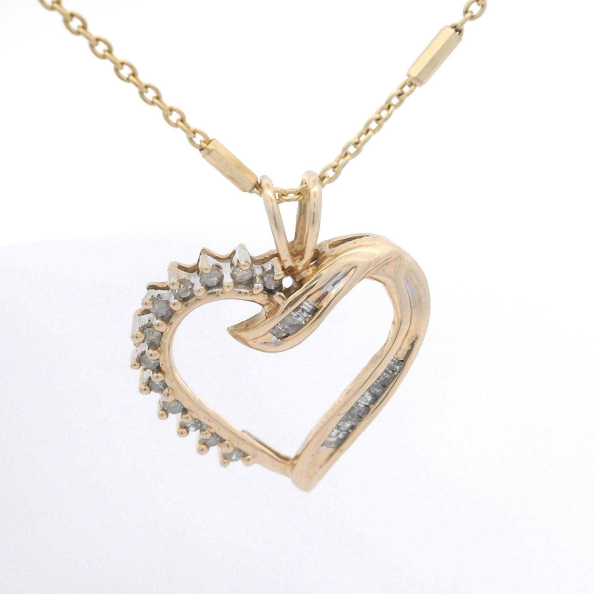Yellow Gold Diamond Heart Charm Necklace