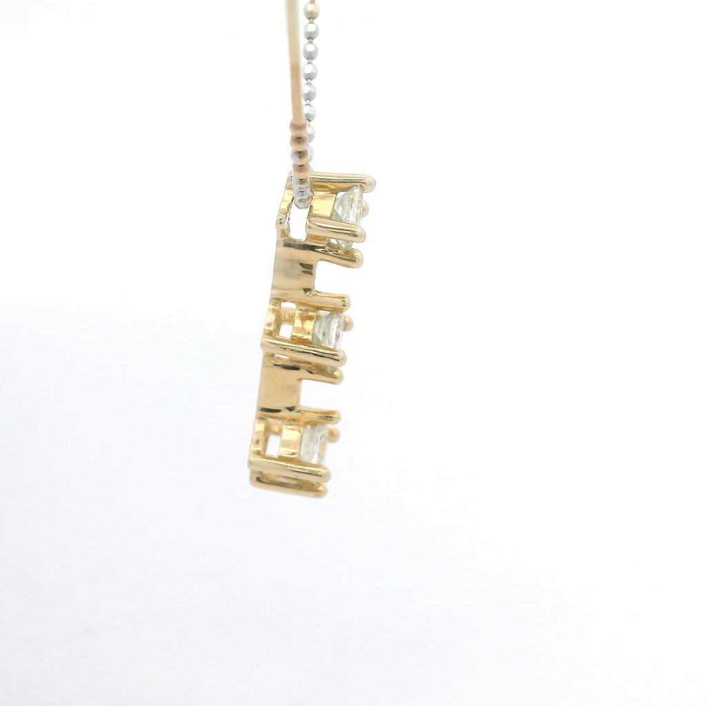 Yellow Gold Diamond Necklace with Princess Cut Brilliant Diamonds