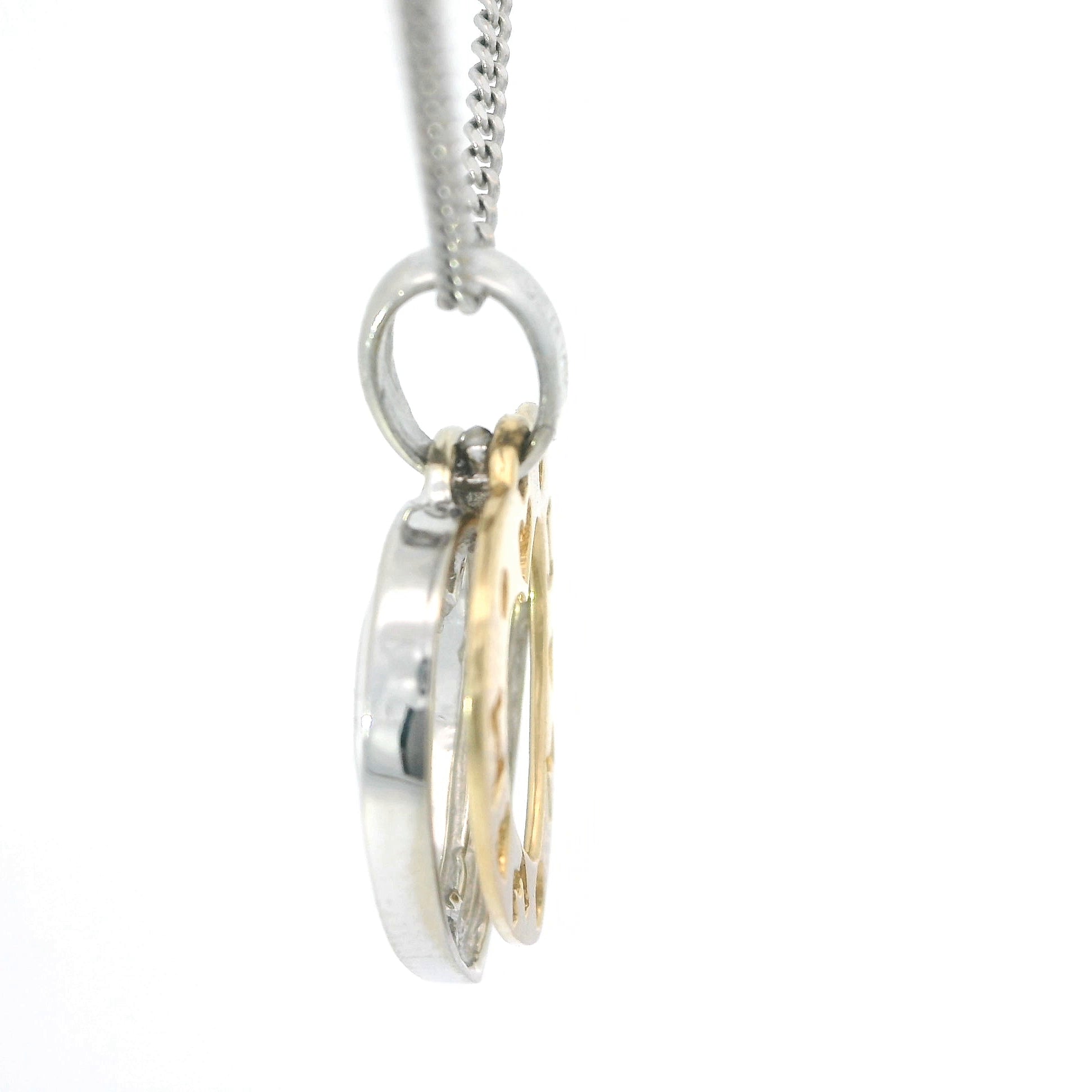 Yellow Gold Heart Pendant Charm Necklace with Round Cut Diamonds