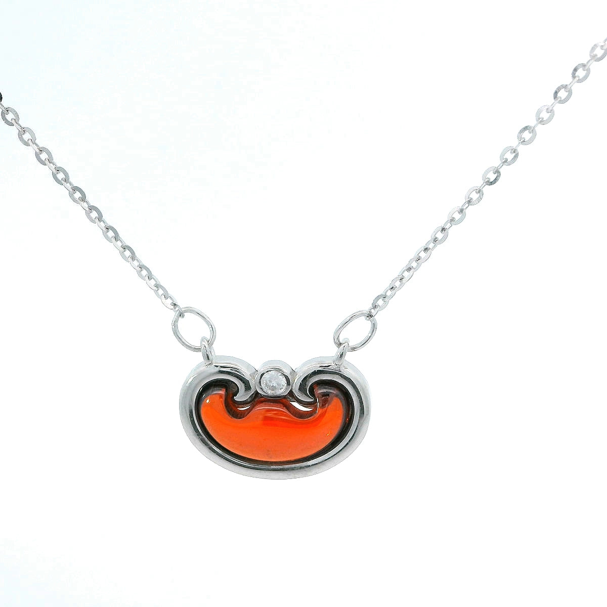 Elegant Silver and Orange Pendant Necklace