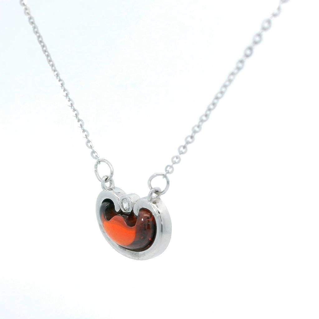 Elegant Silver and Orange Pendant Necklace