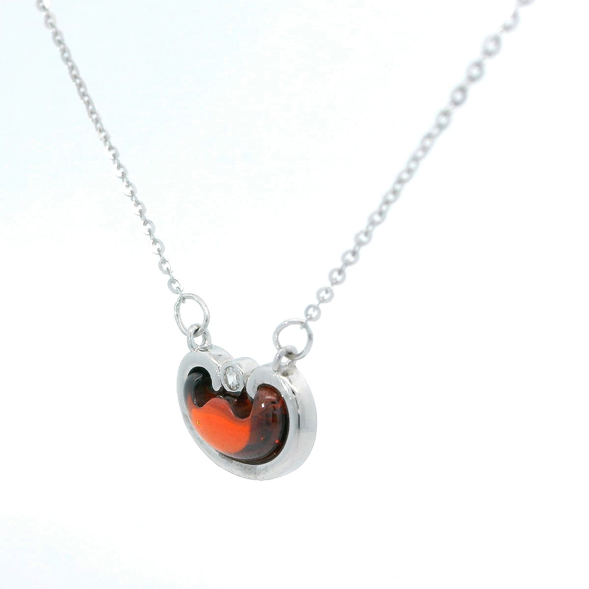 Elegant Silver and Orange Pendant Necklace