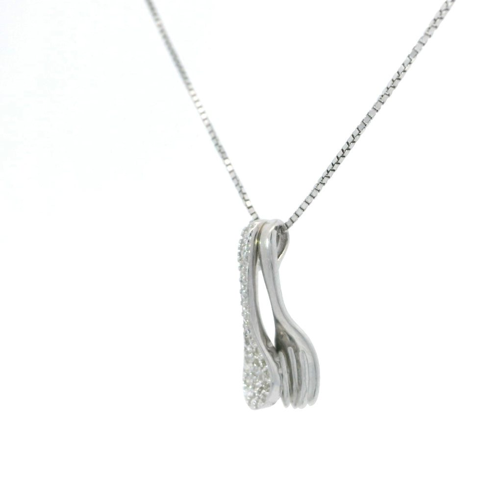Elegant Silver Fork and Spoon Pendant