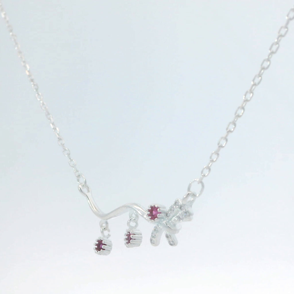 Elegant Silver Necklace with Ruby Accents