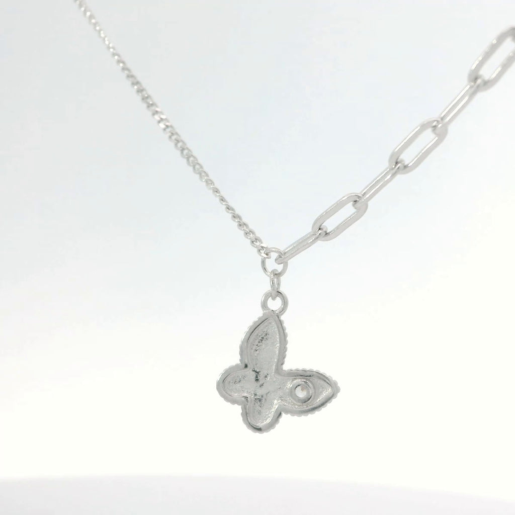 Elegant Silver Butterfly Pendant Necklace