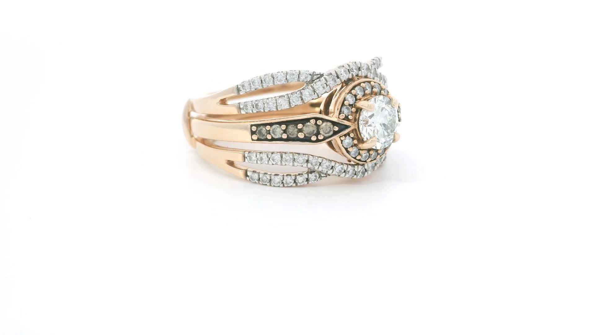 Gold Multi stone Ring with Round Brilliant Diamond