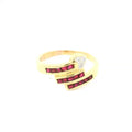 Yellow Gold Ring with Square Step Cut Rubies