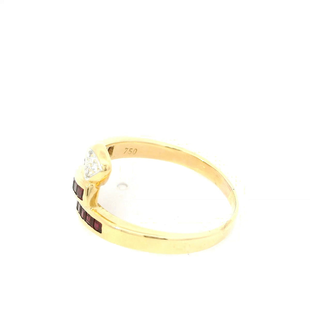 Yellow Gold Ring with Square Step Cut Rubies
