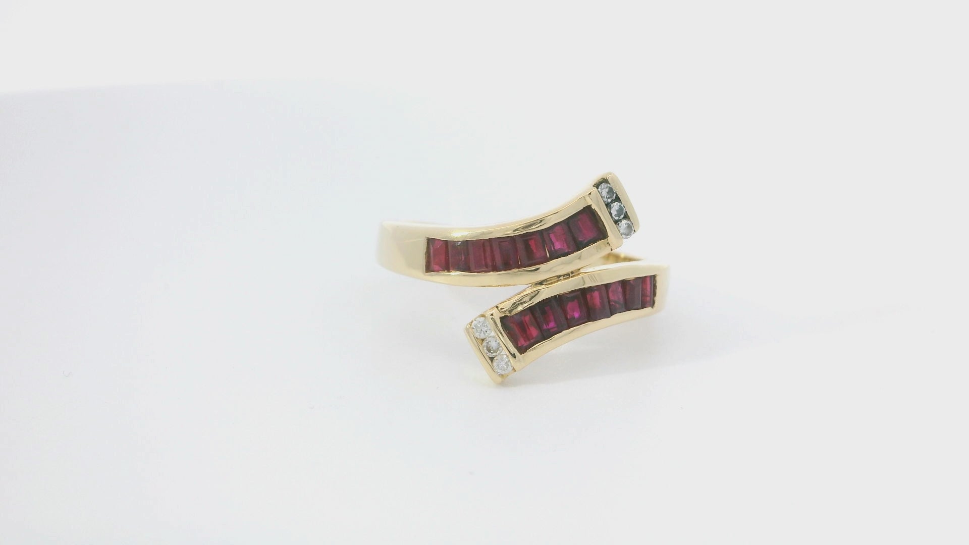 Yellow Gold Multi stone Ring with Square Red Rubies