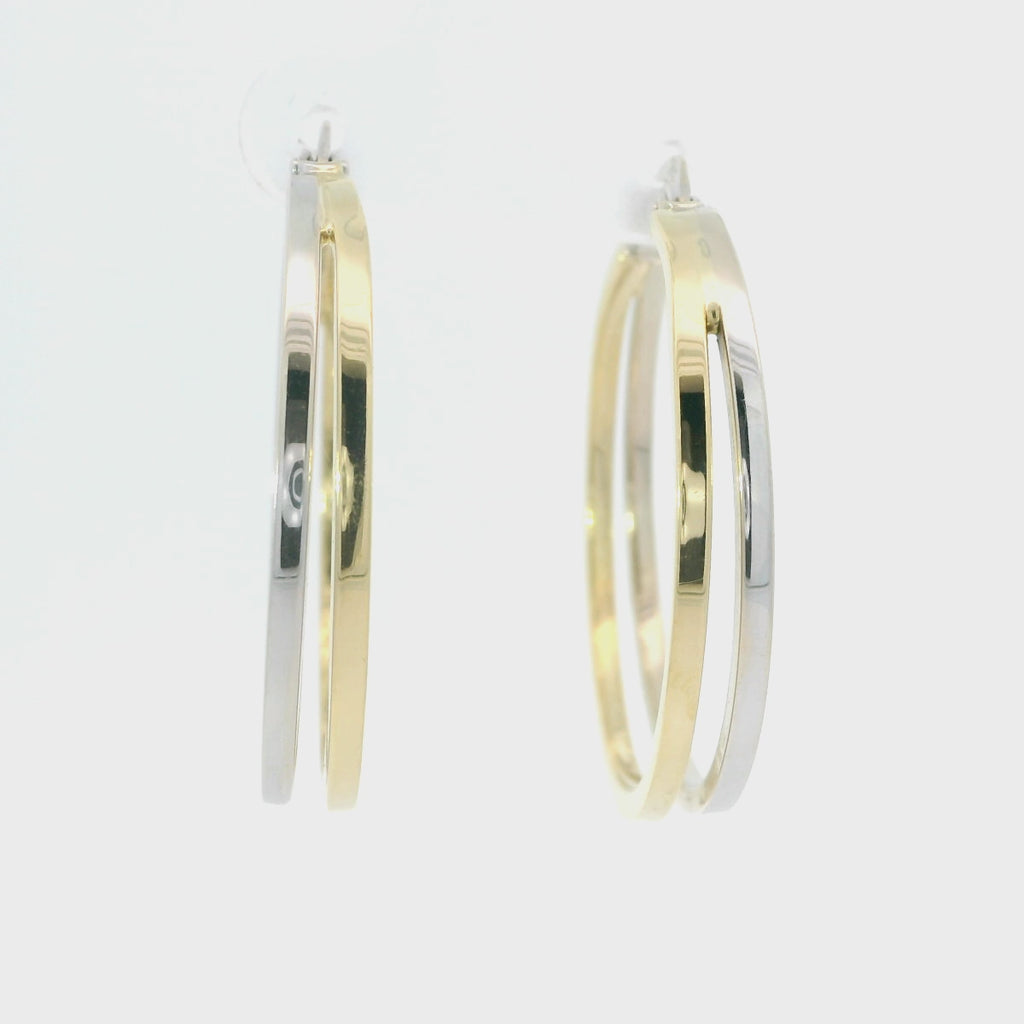 Elegant Two-Tone Hoop Earrings