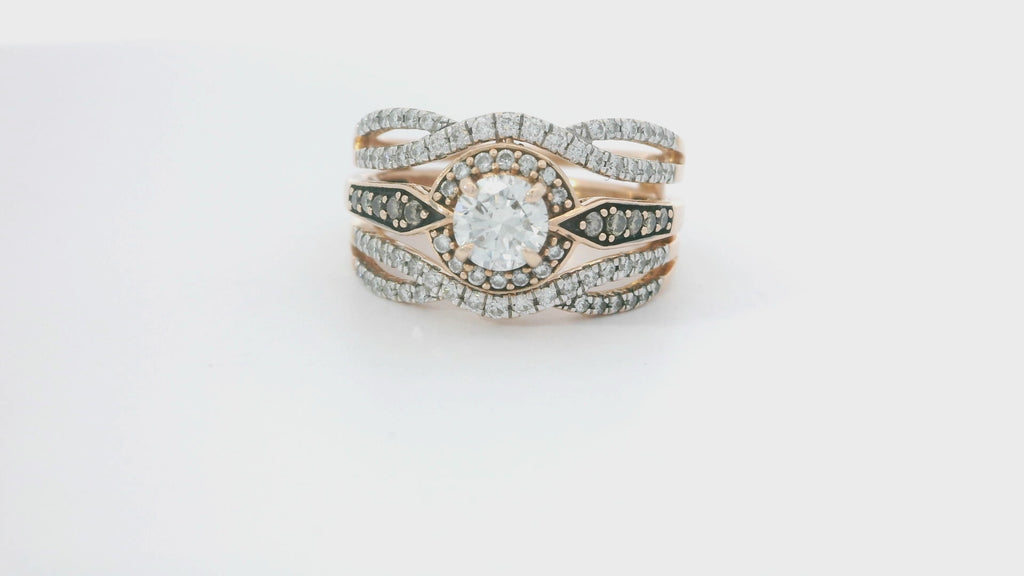 Gold Multi stone Ring with Round Brilliant Diamond