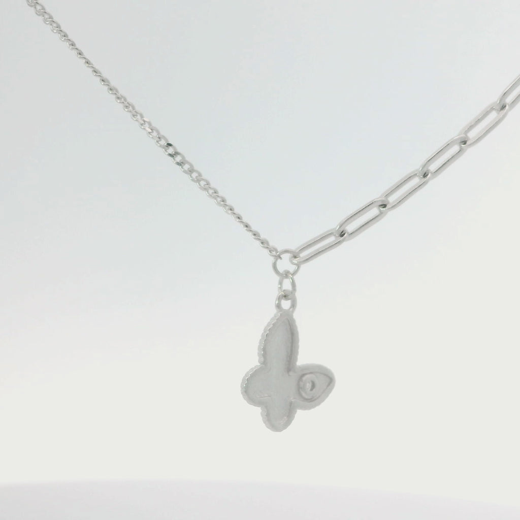 Elegant Silver Butterfly Pendant Necklace