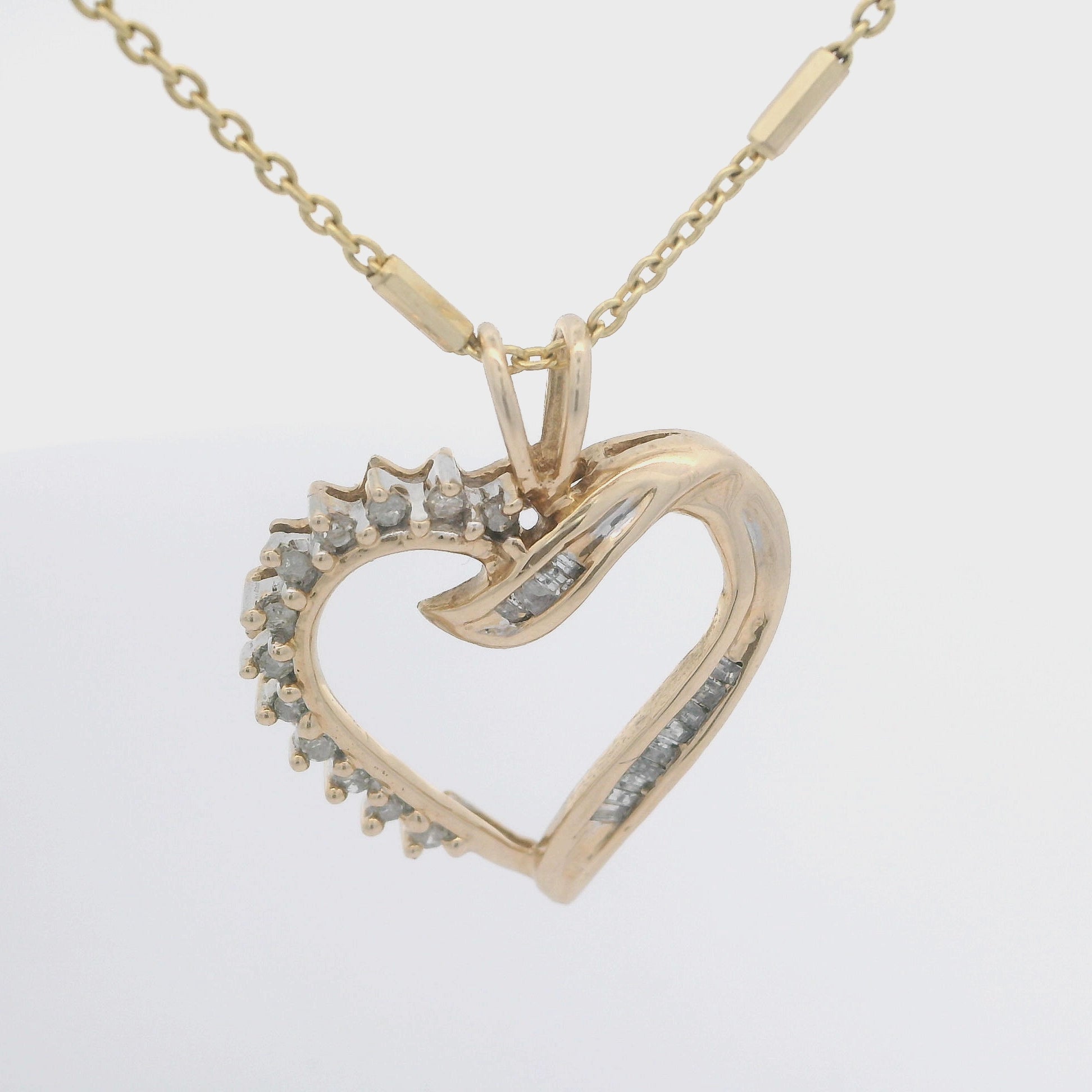 Yellow Gold Diamond Heart Charm Necklace